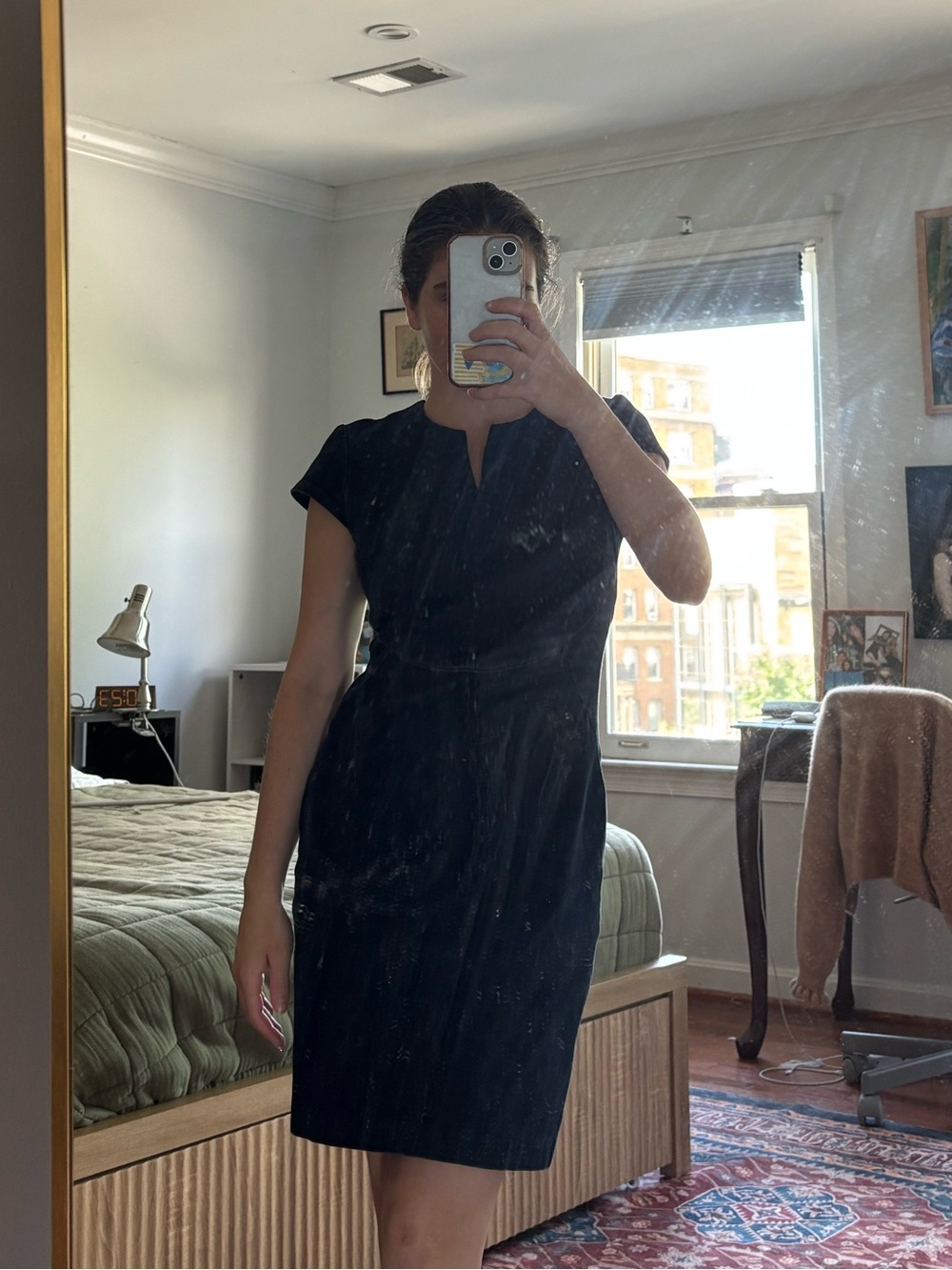 Banana Republic Blue Denim Fitted Mini Dress